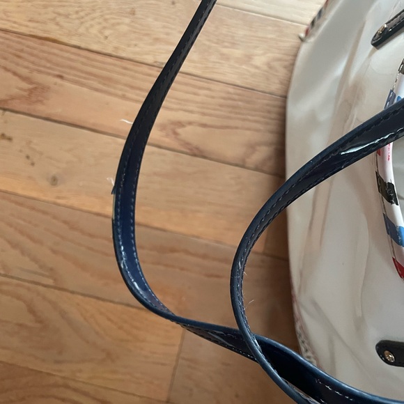 Kate Spade Par Avion White Tote with Striped Trim - Picture 6 of 8